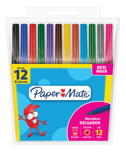 Marcadores Lavables Papermate Estuche X12 Colores Multicolor