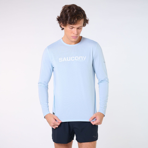 Remera Manga Larga Hombre Saucony Stopwatch Graphic Blue