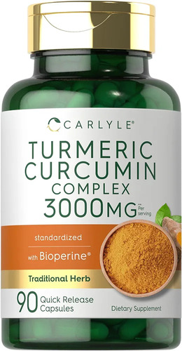 Curcumina Cúrcuma Turmeric Con Bioperina | 3000 Mg | 90 Cáps
