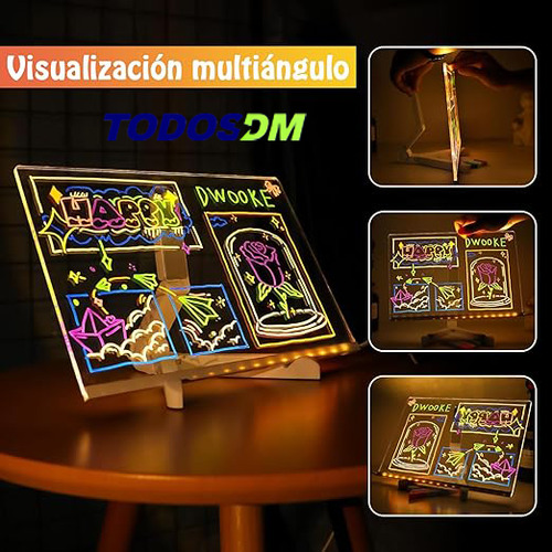 Pizarra Luminosa, Ins Style, Tablero De Notas 30x20cm De Acrílico Led Borrable Con 7 Marcadores De Color, Escribir Y Borrar Fácilmente, Con Luces Incorporadas Para Mensajes Destacados, Regalo Ideal