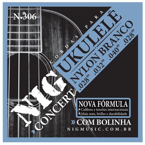 Encordoamento Nig N306 Ukulelê Concert Nylon Branco