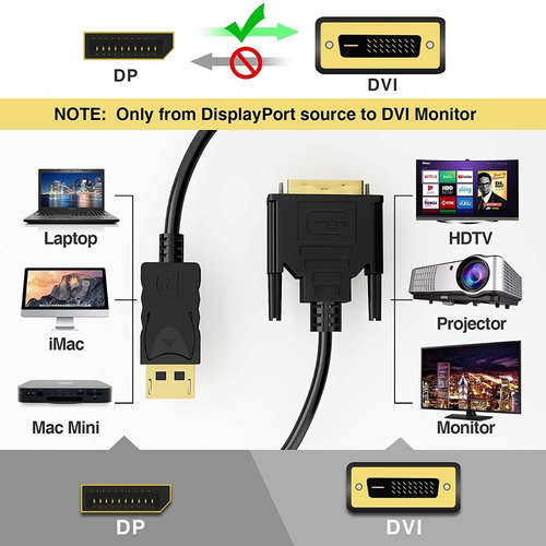 Cable Displayport A Dvi Chapado En Oro
