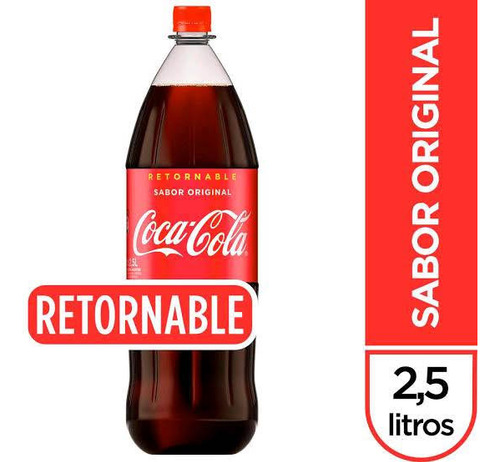 Refresco Coca Cola Original 2.5 Retornable Con Envase 2 Pzs