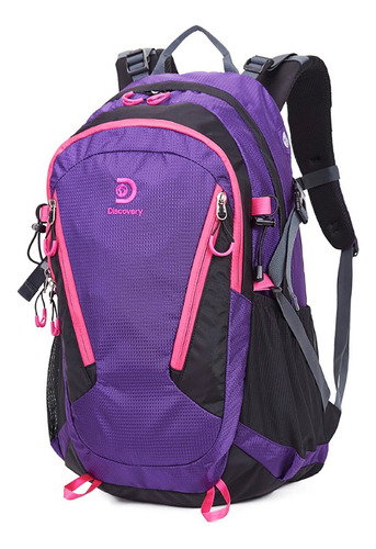 Mochila Camping Discovery Cómoda Y Espaciosa Color Violeta Diseño De La Tela Lisa