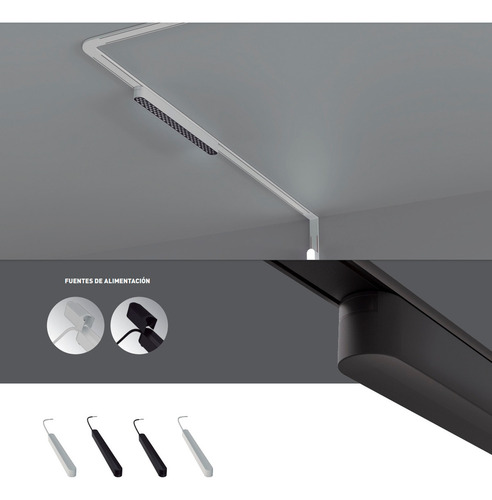 Kit Skyline Macroled 4 Spot Móvil 5w+2 Riel+accesorio+fuente Estructura Blanco