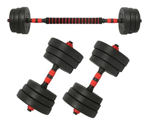 Imagen 5 de 5 de Set De Mancuernas 30kg Barra Armable Ajustable Pesas Discos