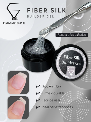 Gel De Fibra Para Uñas Gmi 10g Fiber Silk Builder Gel Transparente