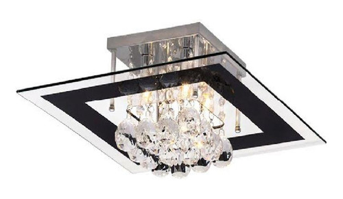 Lustre Cristal Prizi Venus - 40x40cm Cor Preto 110V/220V