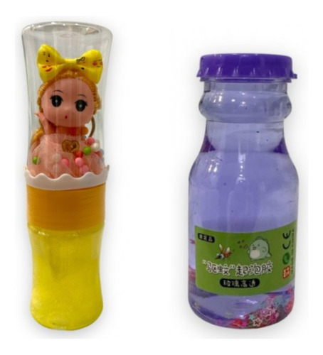 Combo Slime Con Muñeca Llavero + Slime Con Estrellas 