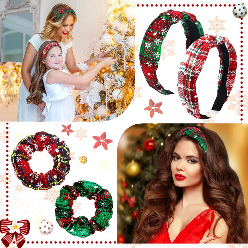 4 Diademas De Copos De Nieve Cuadros De Navidad 4 Gomas Para