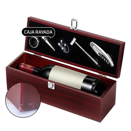 Set De Vino Sacacorchos Accesorios En Caja De Madera Outlet