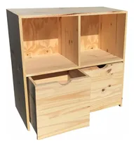 Comprar Cubo 4 Cajones Juguetero Madera Pino Macizo 80x80x30 Ruedas