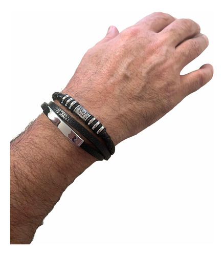 Pulsera De Cuero De Acero Quirúrgico Para Hombre.