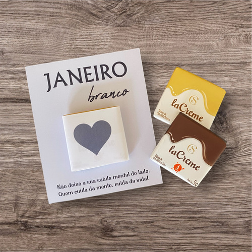 Lembrancinha Janeiro Branco 65 Card Com Chocolate Lacreme