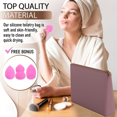 Coju Bolsa De Maquillaje De Silicona Con Cremallera De Metal