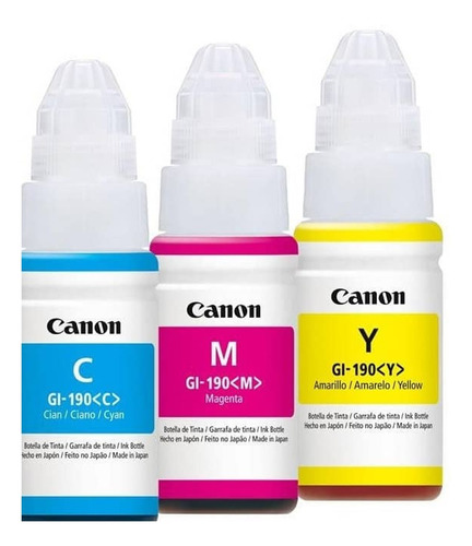 Kit 3 Tintas Originales Pixma Canon 190 Colores Cyan Ye Mag