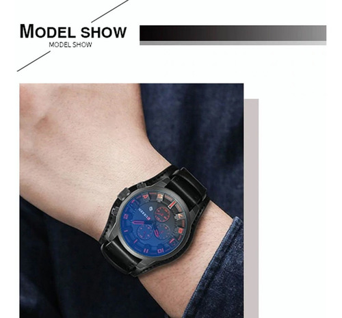 Relógio De Couro Preto Curren 8225 Masculino