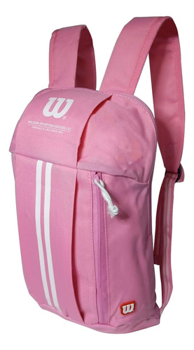 Mochila Wilson Poliéster Rosa E Branco Unissex Compacta