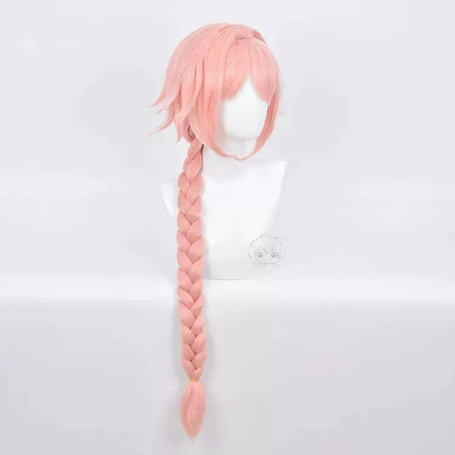 -.astolfo Cos Peruca Rosa E Branco Cabelo Longo Cor Mista .