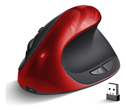 Mouse Vertical Ergonómico Inalámbrico Recargable Rojo-negro