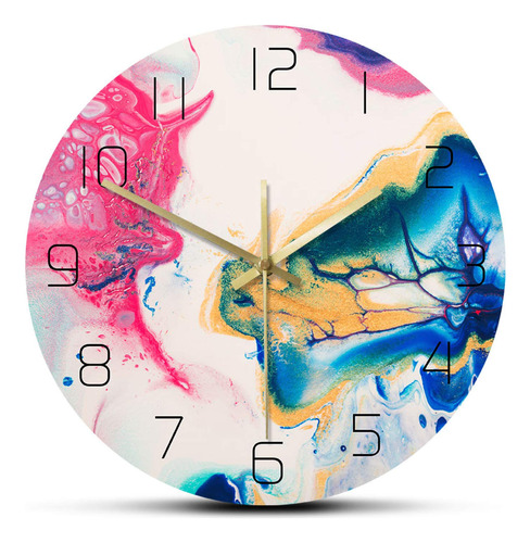 Reloj De Pared Artístico De Lujo Diseño Fluido Acuarela 30