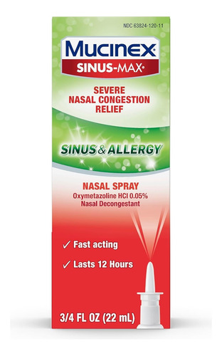 Mucinex Sinus Max Nasal Congestion Spray 22ml Importado