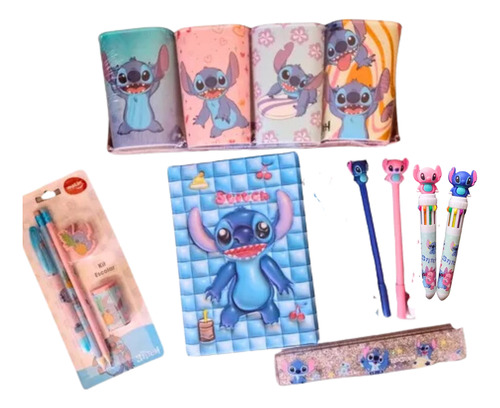 Kit Completo Stitch Filme Disney Com Porta Caneta E Régua