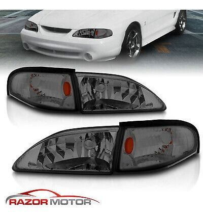 94-98 Ford Mustang Gt Svt Smoke Replacement Headlights + Rzk