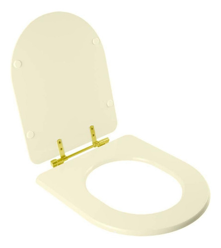 Assento Sanitário Carrara Creme Com Ferragem Dourada