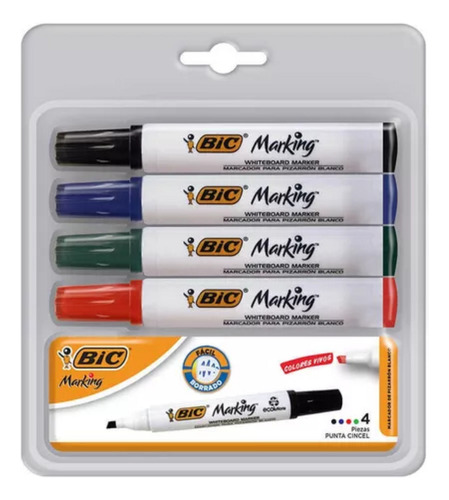 Kit Marcador Para Pizarrón Blanco Bic Marking Borrador 4 Pzs