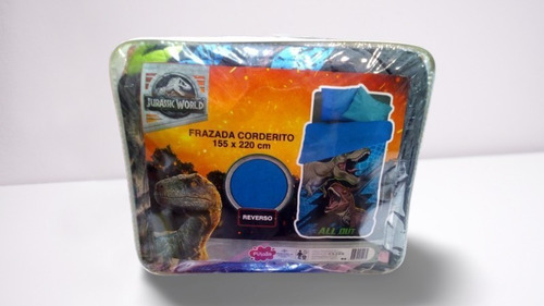 Imagen 3 de 3 de Frazada Piñata Flannel 1 1/2 Plazas Jurassic Park