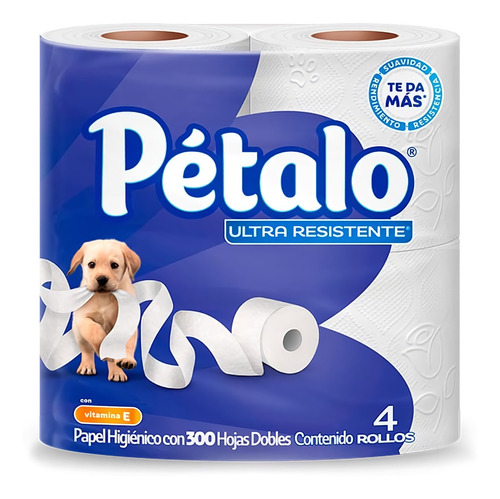 Papel Higienico Petalo Ultra Resistente Con 4 Rollos