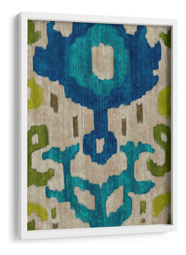 Cuadro Enmarcado Blanco Teal Ikat I 60x80, Chariklia Zarris