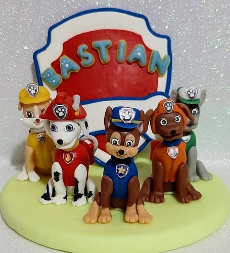 Adorno Torta Paw Patrol Patrulla Canina En Porcelana Fria 