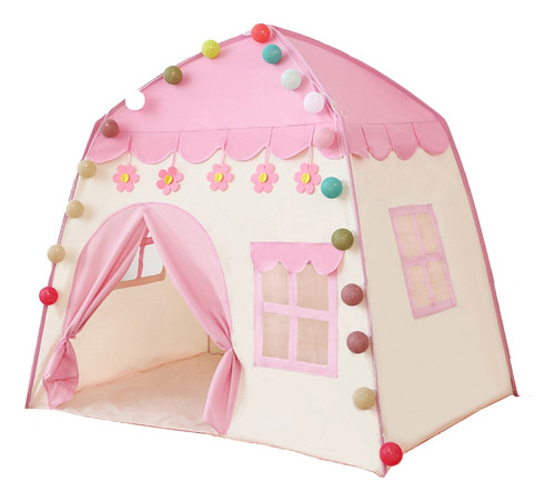 Barraca infantil TF Flower Tent cor Rosaem forma de casa