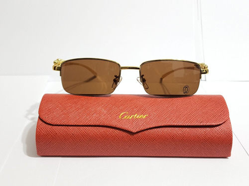 Lentes De Sol Cartier Jaguar Gold Mica Azul