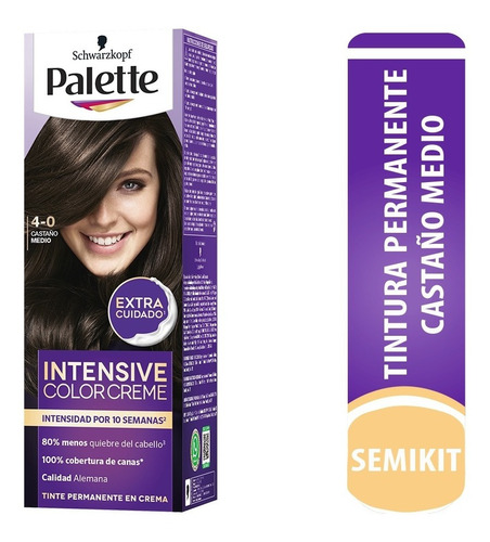  Tinte Cabello Palette Color Creme Perma - Ml Tono 4-0 Castaño Mediano