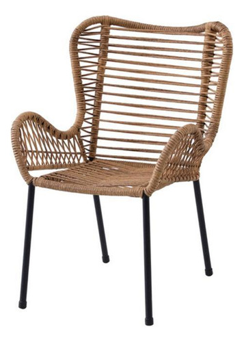 Cadeira De Aço E Vime Rattan Just Home Collection 90cmx62cm