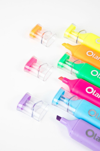 Resaltadores Fluor Chato Olami Estuche X 6 Unidades Flúor