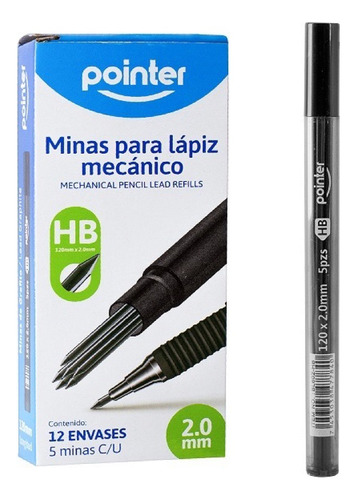 Minas Pointer Hb Para Portamina 2mm Pack 12 