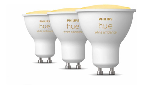 Imagen 2 de 9 de Pack 3 Philips Hue White Ambience Calido~frio Gu10 Bt