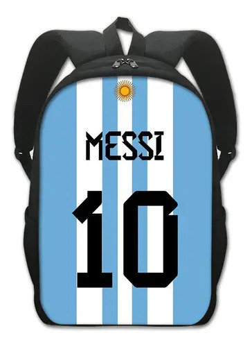 Mochila escolar para Lionel Messi, mochila escolar prateada de dezenove cores