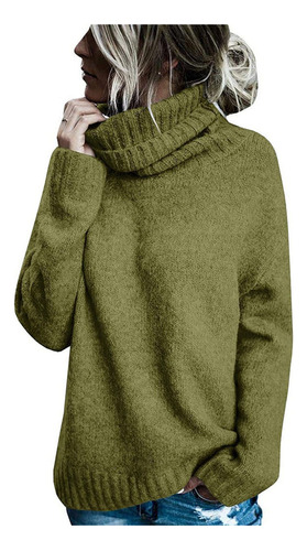 Mujer Sólido Manga Larga Suéter Suelto Cuello Alto Knit17452