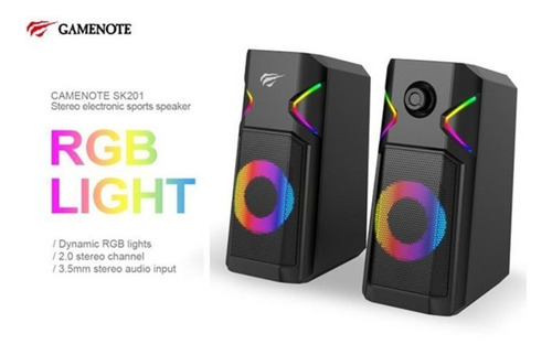 Imagen 3 de 7 de Parlantes Usb Gamer 2.0 Iluminación Rgb Havit Hv-sk201