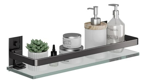 Estante De Pared Para Baño Danpoo, Vidrio Templado (negro)