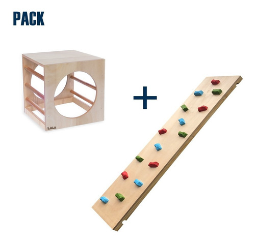 Cubo Pikler 40 Cm + Rocódromo Escalador Montessori Original