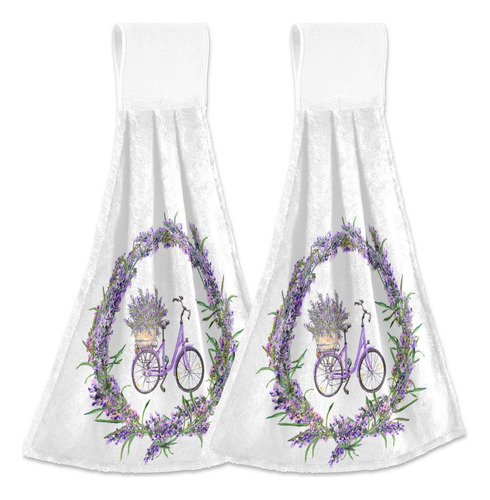 Toalla Mano Floral Purpura Lazo 2 Para Colgar Cocina Baño