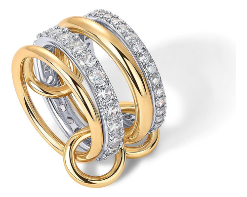 Anillos Apilables Entrelazados Chapados En Oro De 14 Quilate