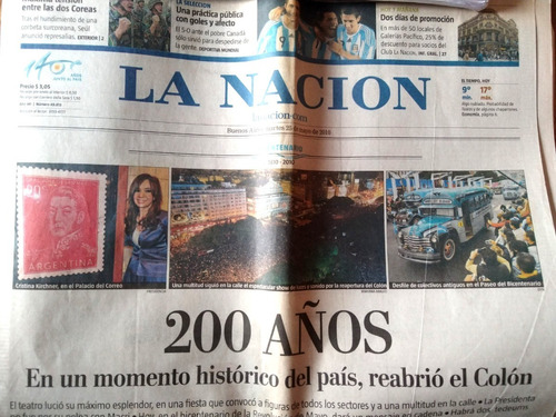 Diario La Nacion 25 Mayo 2010 Bicentenario Historico  Caba 