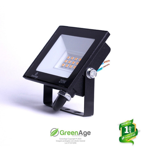 Refletor Led Verde Smd 20w Prova D'água Bivolt